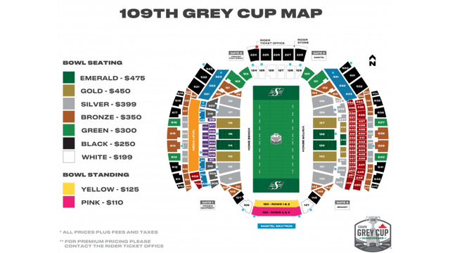 2022 Grey Cup Map for Tickets